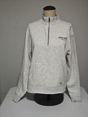 Under Armour Light Heather Gray Notre Dame Irish Quarter-Zip Pullover Size Small
